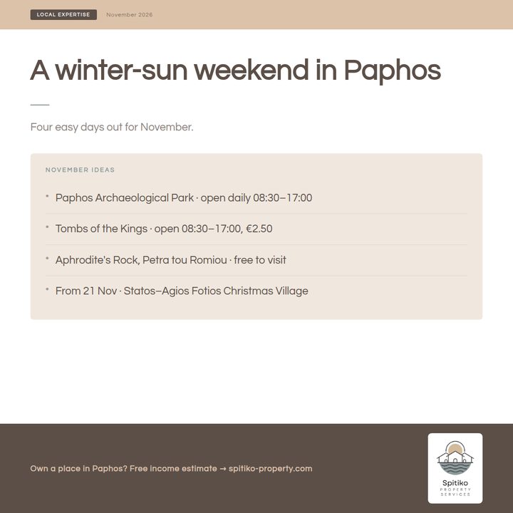 Spitiko social card: Four easy days out in November
